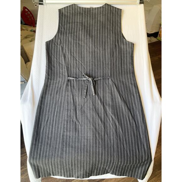 VINTAGE Hillard & Hanson Women Dress 10 Gray Striped Shirt Dress Classic Button - Picture 11 of 11